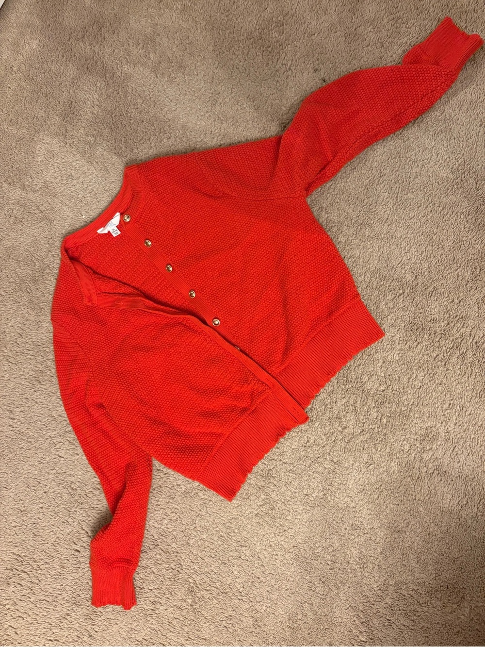 Time and Tru Red Button-Up Knit Cardigan